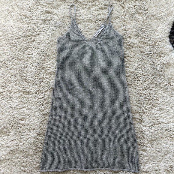 Bershka Metallic/ Silver Party Dress, Cover Up, Boho Strappy Mini Dress Sz Small - Picture 3 of 9